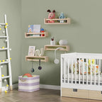 Nursery Room Shelves Set of 4, Wood Floating Book Shelves - Image 5