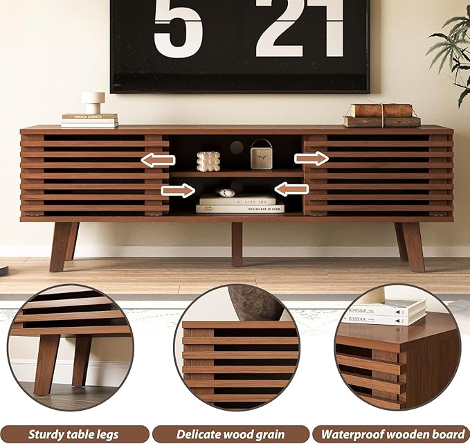 MAISONARIA Living Room Table Sets of 4, Mid Century Coffee Table & TV Stand & - Image 8