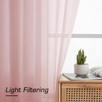 Simplebrand Blush Red Sheer Curtains 90 Inches Long 2 Panels, Light Filtering - Image 5