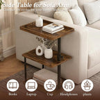 Faesun C Table End Table Adjustable Height, 360°Swivel TV Tray Table - Image 5