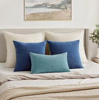 MIULEE Navy Blue Chenille Couch Throw Pillow Covers, 16x16 | Set of 2, Soft - Image 9