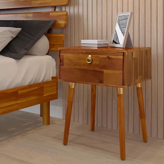 Bme Caden Solid Wood Nightstand/Side Table/End Table, Fully Assembled, by Bme