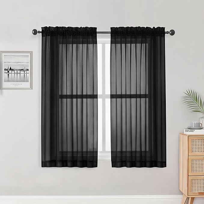 Sheer Curtains, Rod Pocket Voile Fimly Sheer Drapes by OWENIE