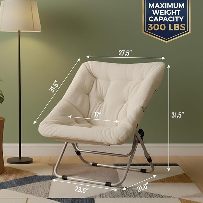 Tiita Comfy Folded Chair, Soft Faux Fur Oversized Folding Accent Chair - Image 3