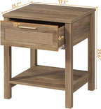 Rattan Nightstand Set of 2, Natural Style Night Stand - Image 2