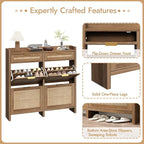 HOKYHOKY Large Rattan Shoe Storage Cabinet - Image 6