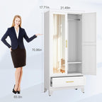 erosoei 71" H Metal Armoire Wardrobe Closet - Image 2