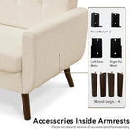 Tbfit 56" W Loveseat Sofa, Mid Century Modern Decor Love Seat Couches - Image 9