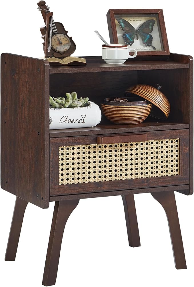 Lerliuo Rattan Nightstand, Bedside Table by Lerliuo