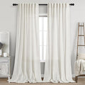 Beige White Linen Curtains for Living Room 94 Inches Long Back Tab and Rod by Nanspring