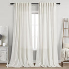 Beige White Linen Curtains for Living Room 94 Inches Long Back Tab and Rod by Nanspring