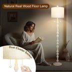 Scenekoy 65.5” Natural Real Wood Floor Lamp - Image 2