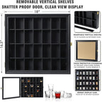 Shot Glass Display Case Wooden Cabinet Rack Holder Wall Mounted Black Shadow - Image 2