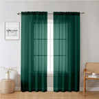 Hunter Green Sheer Curtains 78 Inches Long 2 Panels, Airy Voile Solid Curtains by Lecloud