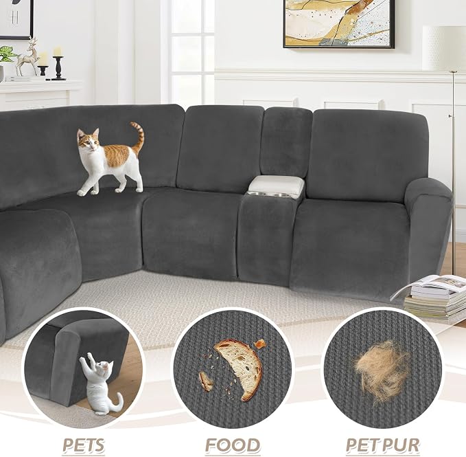 Arfntevss Sectional Recliner Couch Covers Velvet Washable Corner Sectional Sofa - Image 7