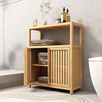Bamboo Storage Cabinet Bathroom Floor Cabinet Side Storage Organizer Cabinet - Image 7