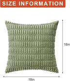 Pack of 2 Corduroy Decorative Throw Pillow Covers 18x18 Inch, Sage Green | Fall - Image 7