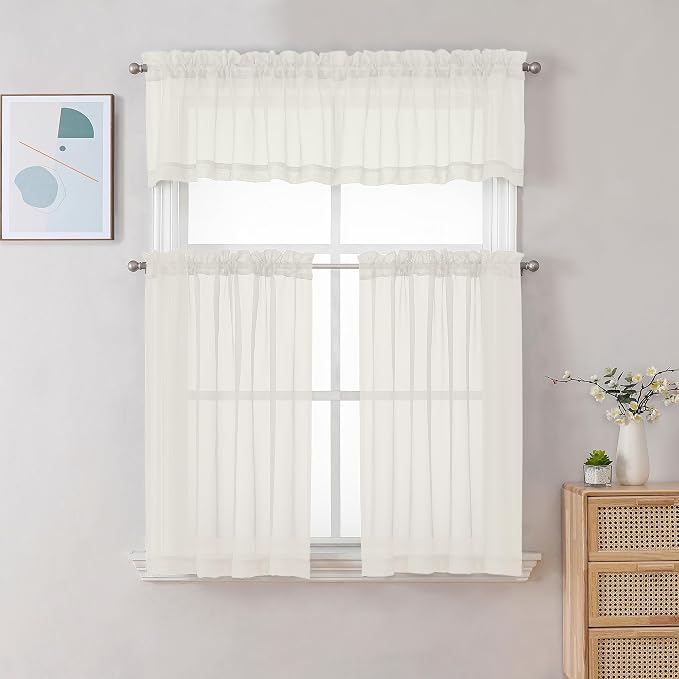 Chyhomenyc Sheer Valances for Windows, Light Filtering Small Window Curtains - Image 2