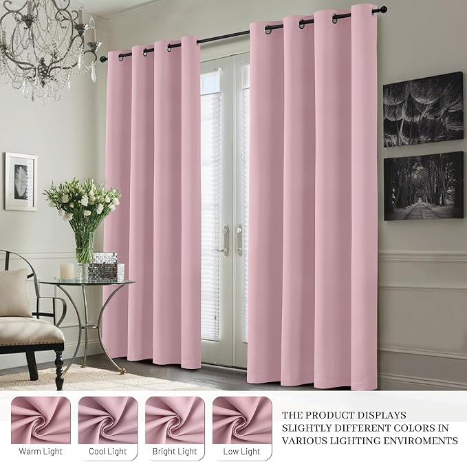 Yakamok Pink 100% Blackout Curtains 63 Inches Long - Image 5