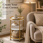 Dulcii Round Side Table with Storage Tray - Image 5