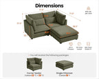 77" Oversized Chenille Couch Modular Sectional Sofa, Washable Cloud Couch - Image 2