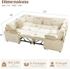 Ihanherry Large U-Shaped Sectional Sofa Bed, 8-Seater Convertible Sleeper - Image 2