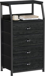 Furnulem Tall 4 Drawers Dresser, Vertical Storage Tower Black Dresser by Furnulem