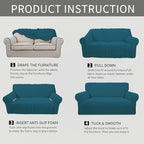 Easy-Going Stretch Oversized Loveseat Couch Covers Washable Peacock Blue | - Image 6