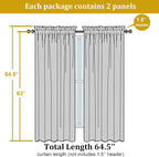 Sheer Curtains 63 inch Length 2 Panels Set, Rod Pocket Voile Fimly Sheer Drapes - Image 8