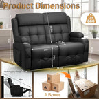 Reclining Loveseat with Pebble Texture Fabric, Loveseat Recliner with USB/Type - Image 3