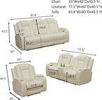 Power Recliner Sofa Set with LED, Leather Reclining Sofa Set, Living Room - Image 2