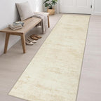 3x14 Washable Runner Rug：Modern Abstract Kitchen Soft Carpet Beige | - Image 3