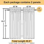 Aqua Sheer Curtains for Bedroom 54 Inch Length 2 Pcs, Rod Pockets Solid Color - Image 3