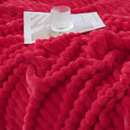Cherry Red Throw Blanket for Couch Sofa 60x80 inches Striped Design | Fleece - Image 6