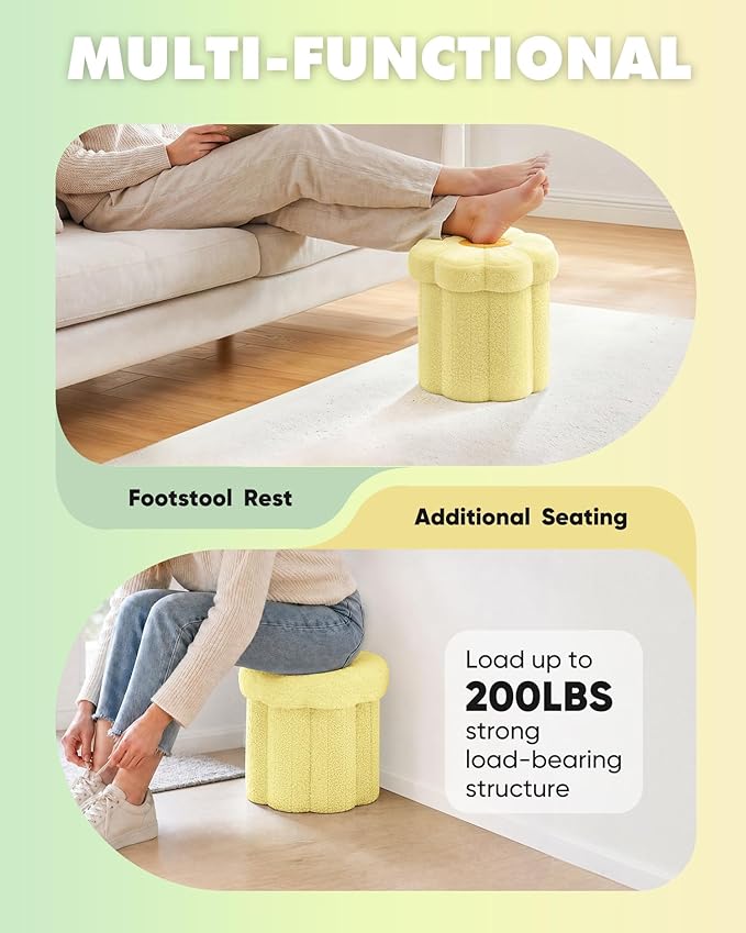 B FSOBEIIALEO Storage Ottoman Foldable, Sunflower Shaped Small Footrest - Image 5