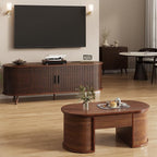 55 inch TV Stand with Power Outlet, Fluted Entertainment Center - Image 7