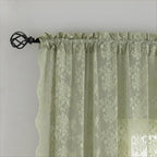 YJ YANJUN Vintage Lace Curtains 120 Inch Length-Victorian Floral Pattern Sage - Image 3