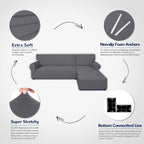PureFit Stretch Sectional Couch Covers 2 pcs Non Slip L Shape Sofa Cover | - Image 3