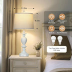 Cinkeda 28" White Farmhouse Table Lamps Set of 2 - Image 4
