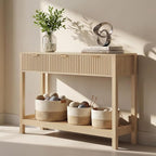 Nasonet Fluted Console Table, Wooden Sofa Table - Image 6