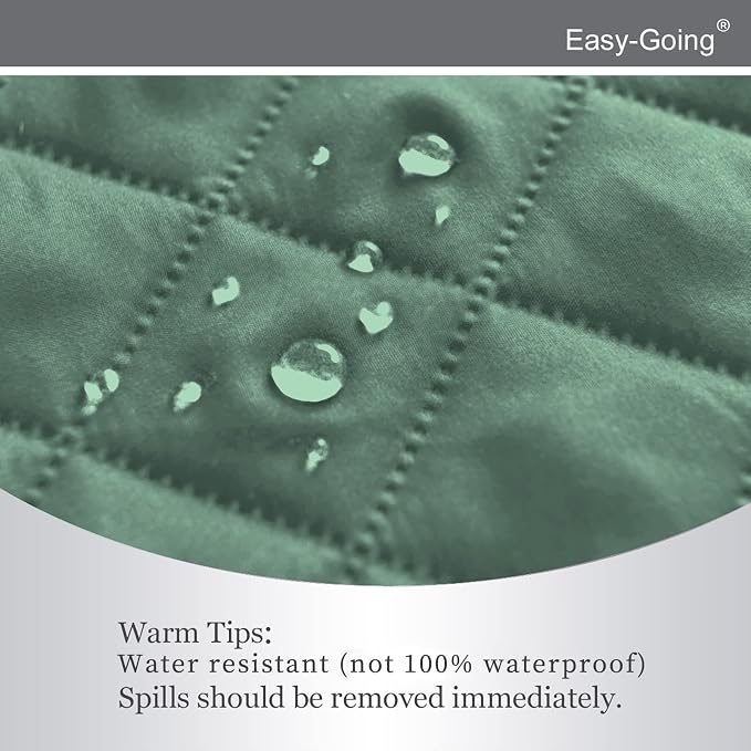 Easy-Going Reversible Couch Cover, Recliner 22 in, Cyan/Ivory | Machine - Image 4