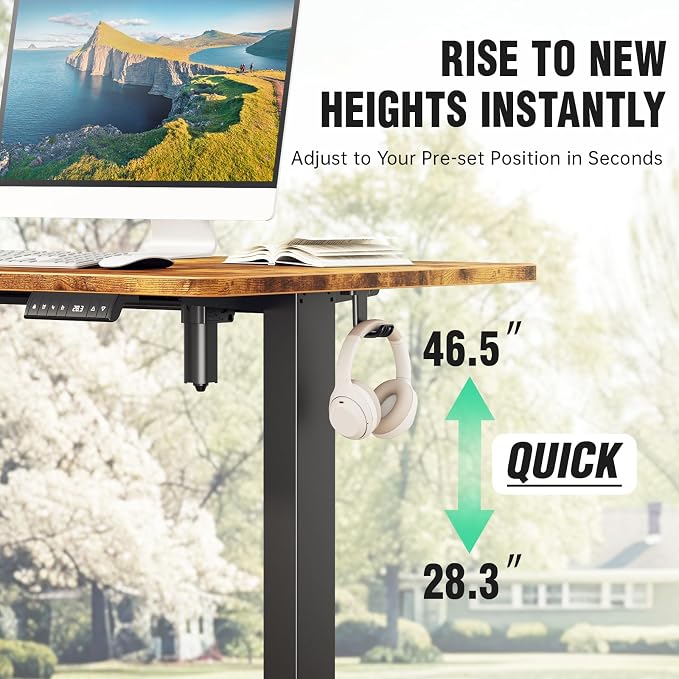 Veken 47.2" Standing Desk, Adjustable Height Office Desk - Image 8