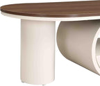 Modern Oval Coffee Table, 47.24" Brown Wood Top Coffee Table - Image 7