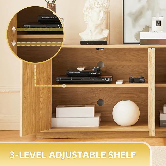 64" Fluted TV Stand for TVs up to 75 inch, Modern Entertainment Center - Image 4