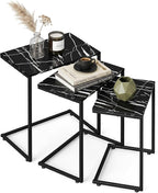 SUPER DEAL Nesting Tables Set of 3, Industrial C Shaped End Table Stackable - Image 7