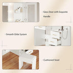 TOKSOM White Vanity Desk with Mirror, Lights & Charging Station, 2 Cabinets and - Image 8