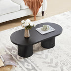 Small Fluted Coffee Table, Farmhouse Oval Wood Coffee Table Mid Century Modern - Image 8