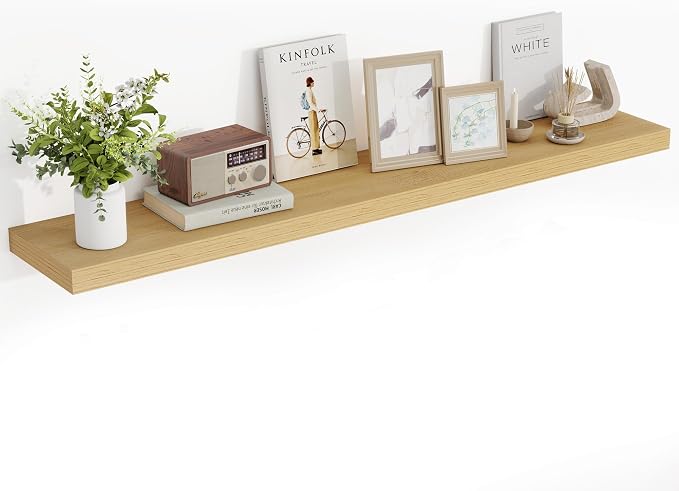 Acovy 55 Inch Floating Shelves, 3D Textured Wood Grain, Wooden Shelves by Acovy