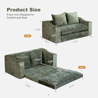61" Convertible Sofa Bed Loveseat, Memory Foam Boneless Floor Couch - Image 3