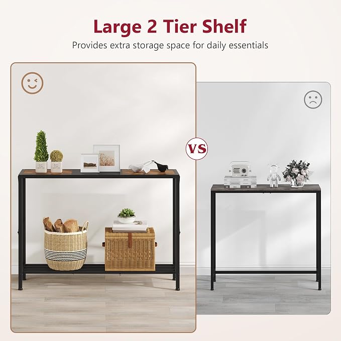 Tajsoon Console Table 41.8”, 2-Tier Industrial Entryway Table, Narrow Entrance - Image 4